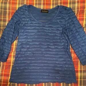 Travel Elements Blue Textured Women's Top